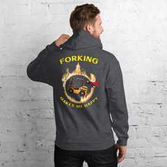 Forklift Superhero in Flames Forking Makes Me Happy GY Unisex Hoodie