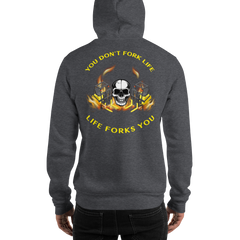 Twin Forklift Skull In, You Don't Fork Life, Life Forks You YY Unisex Hoodie