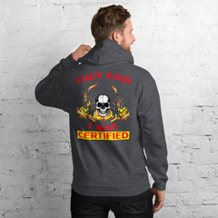 Twin Forklift Skull in, They Said I was Forklift Certified BYR Unisex Hoodie