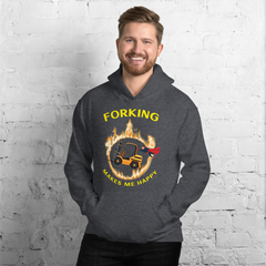 Forklift Superhero in Flames Forking Makes Me Happy GY Unisex Hoodie