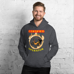 Forklift Ninja in Flames, Certified Forklift Operator GY Unisex Hoodie