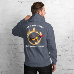 Forklift Superhero in Flames, May the Fork Be with You BGW Unisex Hoodie