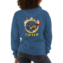 Forklift Superhero in Flames Pro Lifter GY Unisex Hoodie