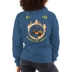 Forklift in Flames, Forking Makes Me Happy BGY Unisex Hoodie