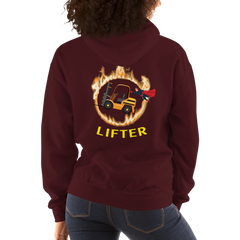 Forklift Superhero in Flames Pro Lifter GY Unisex Hoodie