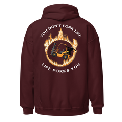 Forklift Ninja in Flames, You Don't Fork Life, Life Forks You GW Unisex Hoodie