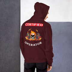 Twin Forklift Skull Flames Certified Forklift Operator RW Unisex Hoodie