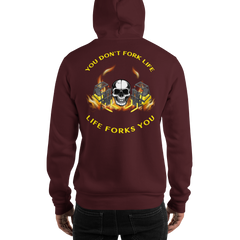 Twin Forklift Skull In, You Don't Fork Life, Life Forks You YY Unisex Hoodie