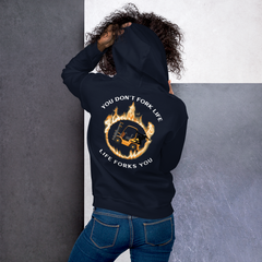 Forklift Ninja in Flames, You Don't Fork Life, Life Forks You GW Unisex Hoodie