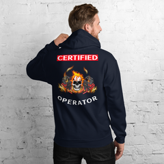 Twin Forklift Skull Flames Certified Forklift Operator RW Unisex Hoodie