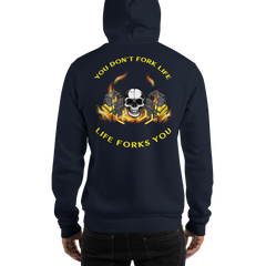 Twin Forklift Skull In, You Don't Fork Life, Life Forks You YY Unisex Hoodie