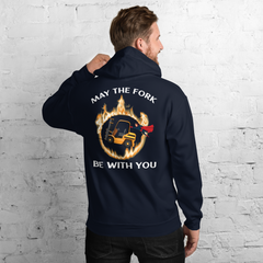 Forklift Superhero in Flames, May the Fork Be with You BGW Unisex Hoodie