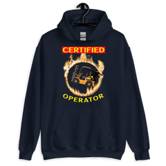 Forklift Ninja in Flames, Certified Forklift Operator GY Unisex Hoodie