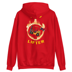 Forklift Superhero in Flames Pro Lifter GY Unisex Hoodie