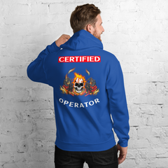 Twin Forklift Skull Flames Certified Forklift Operator RW Unisex Hoodie