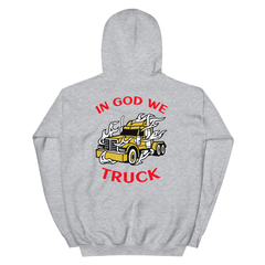 Trucker in Flames In God We Truck GR Unisex Hoodie