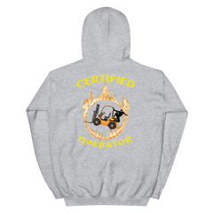 Forklift Ninja in Flames, Certified Forklift Operator GY Unisex Hoodie