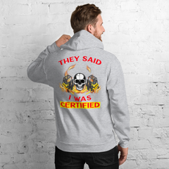 Twin Forklift Skull in, They Said I was Forklift Certified BYR Unisex Hoodie