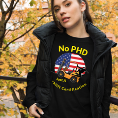 American Forklift Ninja, No PHD, Just A Forklift Certification GY Unisex Long Sleeve Tee