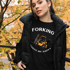 Forklift Ninja Forking Makes Me Happy GW Unisex Long Sleeve Tee