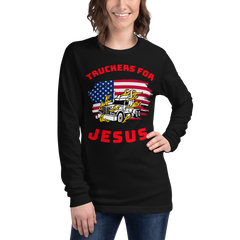 American Trucker in Flames Truckers for Jesus WR Unisex Long Sleeve Tee