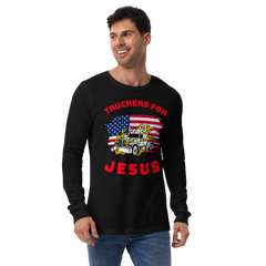 American Trucker in Flames Truckers for Jesus WR Unisex Long Sleeve Tee