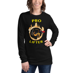 Forklift Superhero in Flames Pro Lifter GY Unisex Long Sleeve Tee