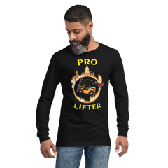 Forklift Superhero in Flames Pro Lifter GY Unisex Long Sleeve Tee