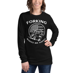 Vintage American Forklift, Forking Makes Me Happy WW Unisex Long Sleeve Tee