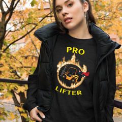 Forklift Superhero in Flames Pro Lifter GY Unisex Long Sleeve Tee