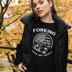 Vintage American Forklift, Forking Makes Me Happy WW Unisex Long Sleeve Tee