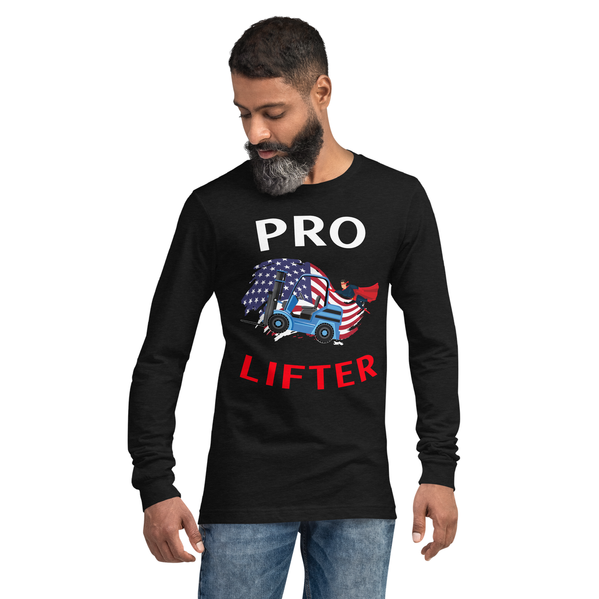 American Forklift Superhero Pro Lifter WBR Unisex Long Sleeve Tee