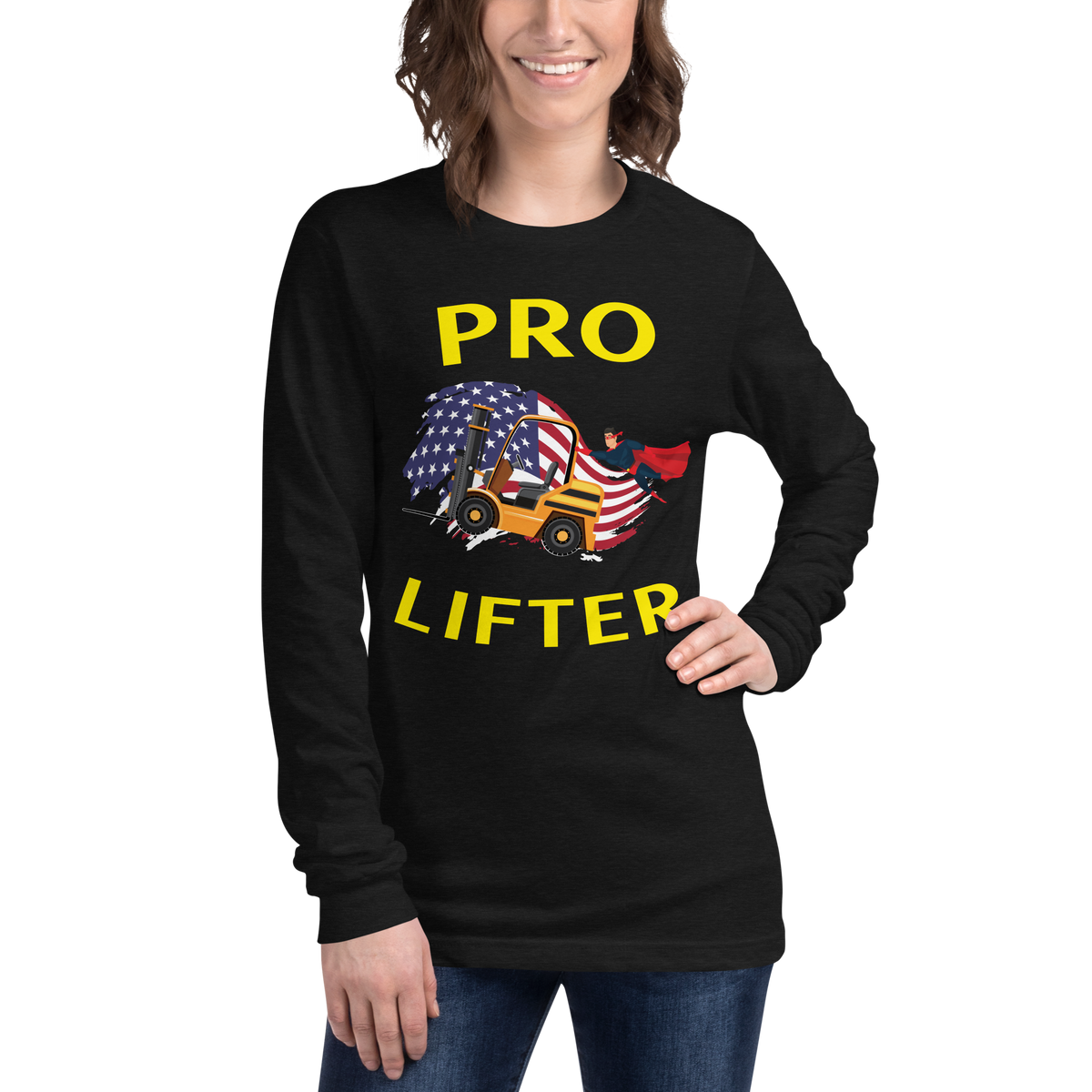 American Forklift Superhero Pro Lifter GY Unisex Long Sleeve Tee