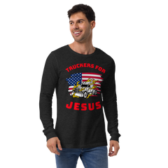 American Trucker in Flames Truckers for Jesus WR Unisex Long Sleeve Tee