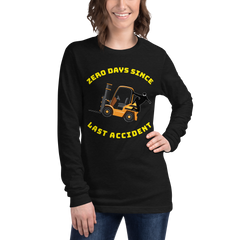 Forklift Ninja Zero Days Since Last Accident GY Unisex Long Sleeve Tee