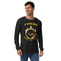 Forklift Superhero in Flames Forking Makes Me Happy GY Unisex Long Sleeve Tee