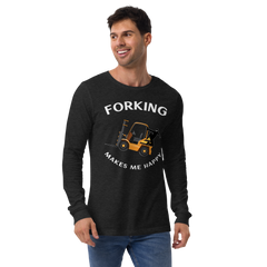 Forklift Ninja Forking Makes Me Happy GW Unisex Long Sleeve Tee