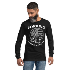 Vintage American Forklift, Forking Makes Me Happy WW Unisex Long Sleeve Tee