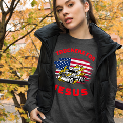 American Trucker in Flames Truckers for Jesus WR Unisex Long Sleeve Tee