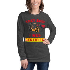 Forklift Superhero Forklift Certified GR Unisex Long Sleeve Tee