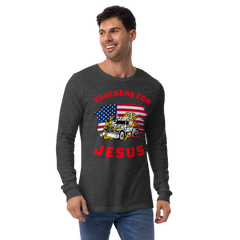 American Trucker in Flames Truckers for Jesus WR Unisex Long Sleeve Tee