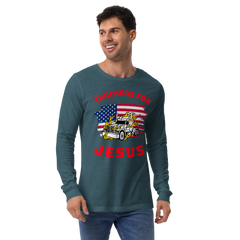 American Trucker in Flames Truckers for Jesus WR Unisex Long Sleeve Tee