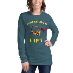 Forklift Superhero You Should Lift GY Unisex Long Sleeve Tee