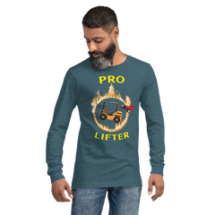 Forklift Superhero in Flames Pro Lifter GY Unisex Long Sleeve Tee