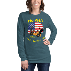 American Forklift Ninja, No PHD, Just A Forklift Certification GY Unisex Long Sleeve Tee