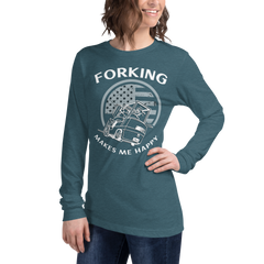 Vintage American Forklift, Forking Makes Me Happy WW Unisex Long Sleeve Tee