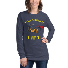 Forklift Superhero You Should Lift GY Unisex Long Sleeve Tee