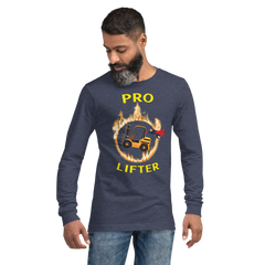 Forklift Superhero in Flames Pro Lifter GY Unisex Long Sleeve Tee