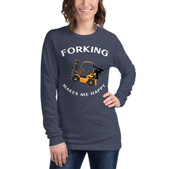 Forklift Ninja Forking Makes Me Happy GW Unisex Long Sleeve Tee