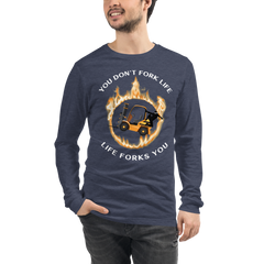 Forklift Ninja in Flames, You Don't Fork Life, Life Forks You GW Unisex Long Sleeve Tee